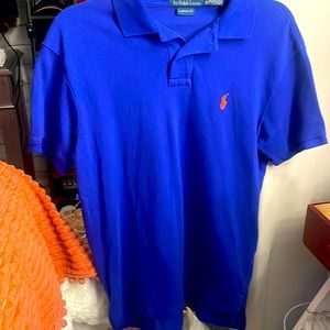 Men’s royal blue Ralph Lauren polo custom fit medium collared shirt